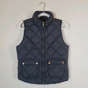 J. Crew Vest Small Black Excursion Quilted Down 02725 Zip Casual Lightweight